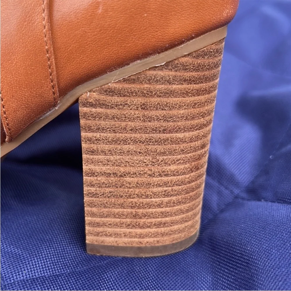 Ralph Lauren Women’s Dylan Tan Leather Brown Suede Gold Ankle Bootie Shoe Size 7